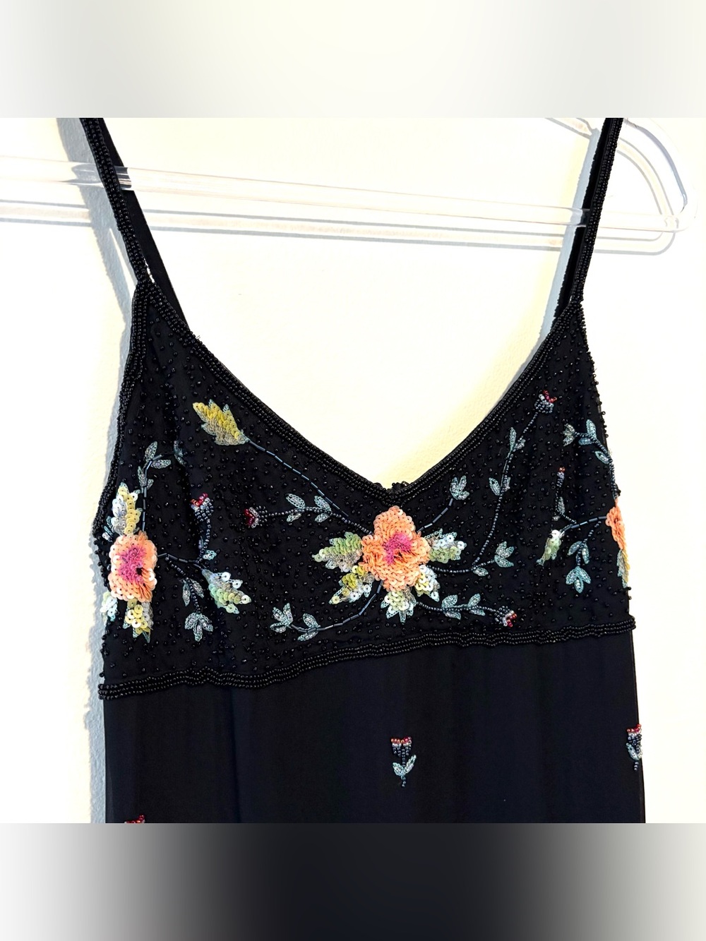 Vintage 90s y2k cache black silk beaded fairy dress - Picture 4 of 9